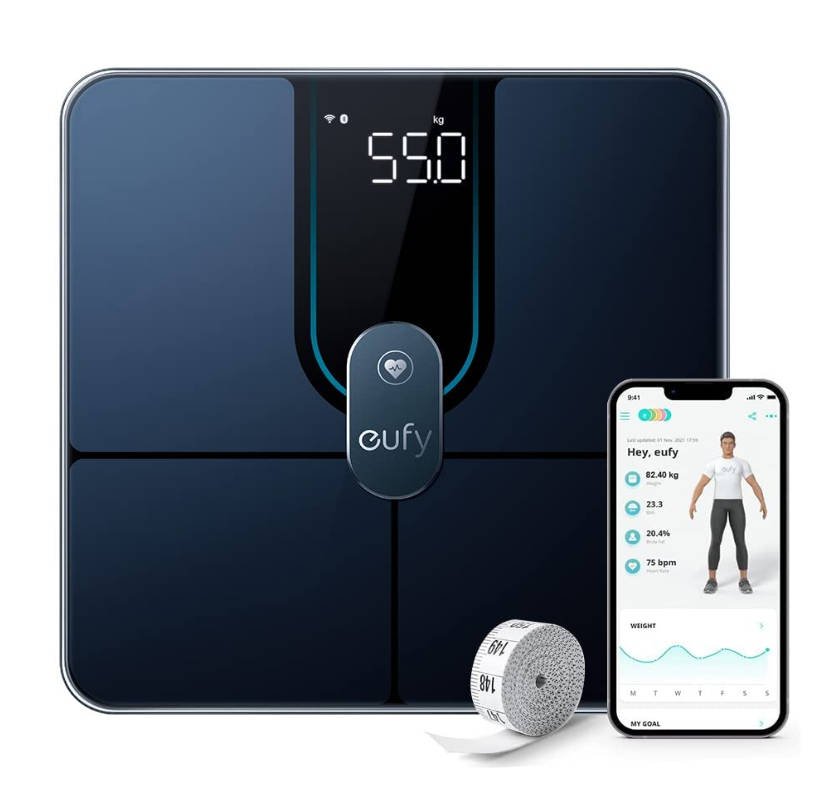 Anker Eufy Smart Scale P2 Pro (Body Composition Scale) [App compatible/Fitbit compatible/Body fat percentage/BMI/Heart rate/Muscle mass